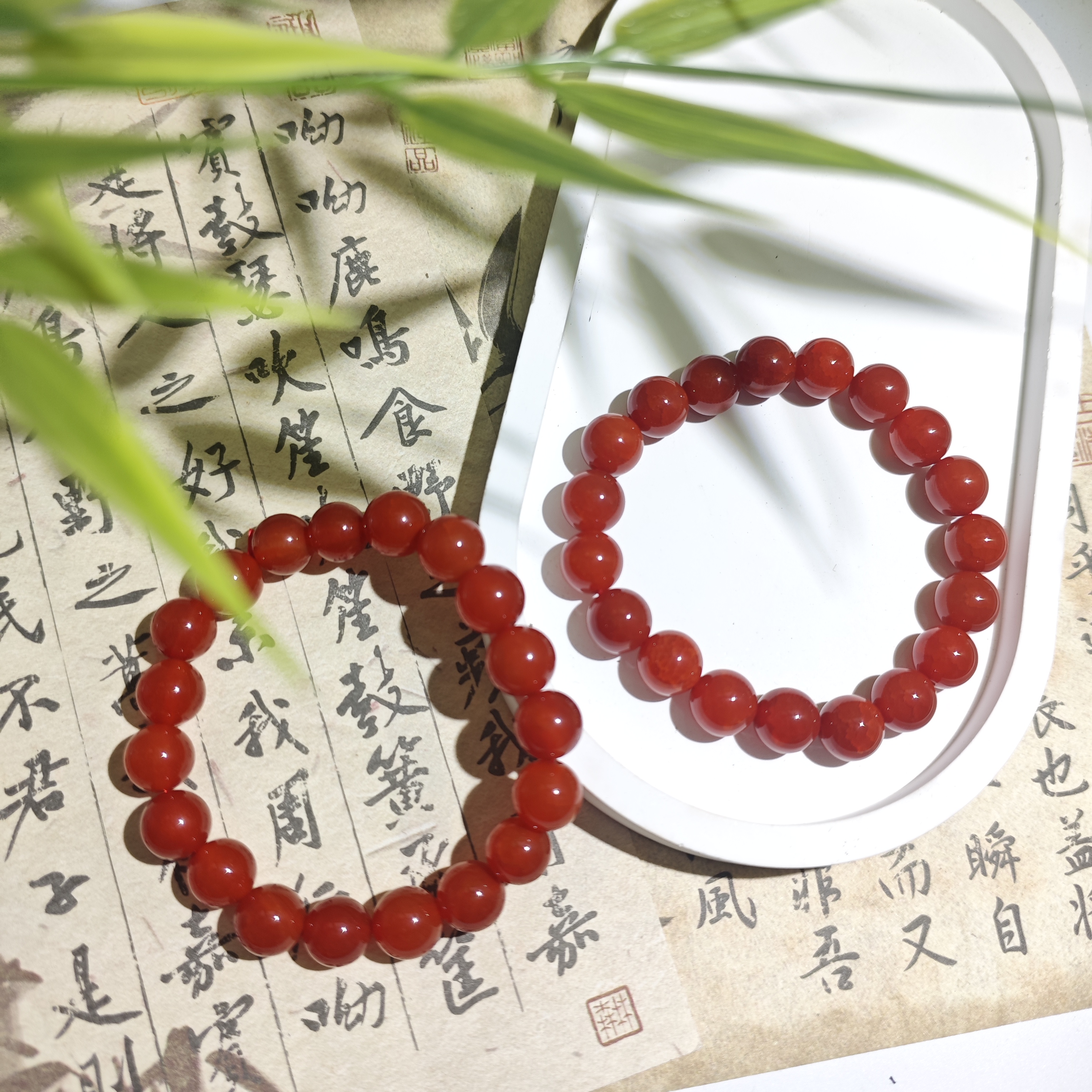 天然玉石 冰裂纹冰透单圈手串 多样性发货拍一发一 M205