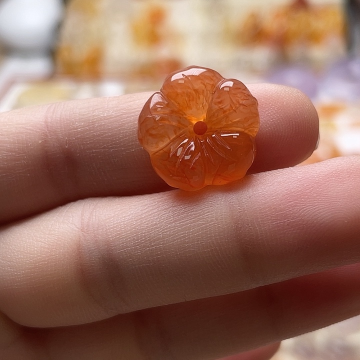 玛瑙/玉髓未镶嵌玛瑙龙纹五瓣花