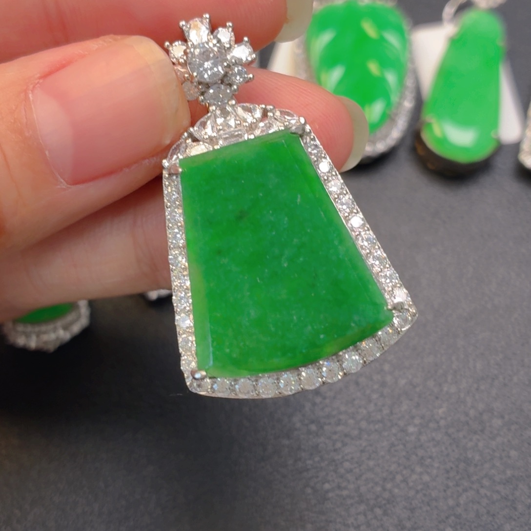 翡翠银S925镶嵌吊坠(不含链)