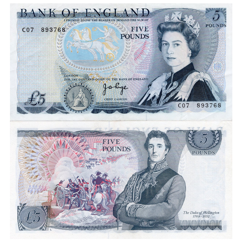 英国5磅 纸币 1973-88年 D序列 签名随机 欧洲外国钱币旧票