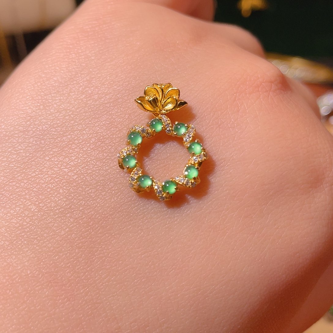 翡翠吊坠(不含链)银S925镶嵌