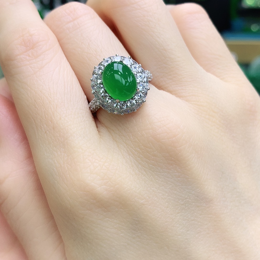 玛瑙/玉髓戒指银S925镶嵌