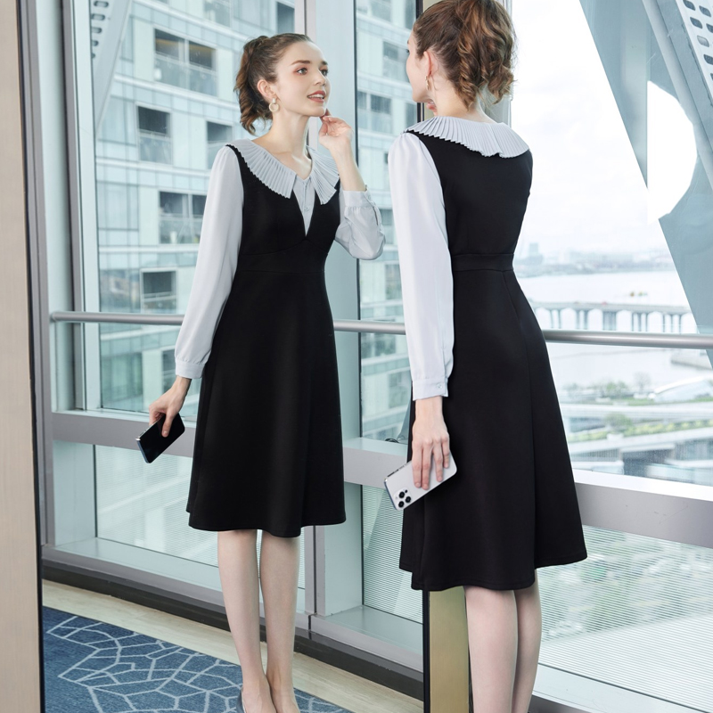 9933891155【适合90-200斤】胖妹妹压褶荷叶领时尚针织连衣裙