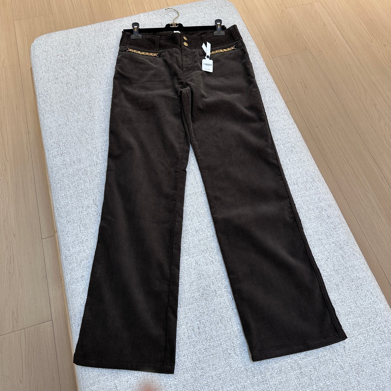 99新 Celine/思琳  巧克力色长裤 29码00155