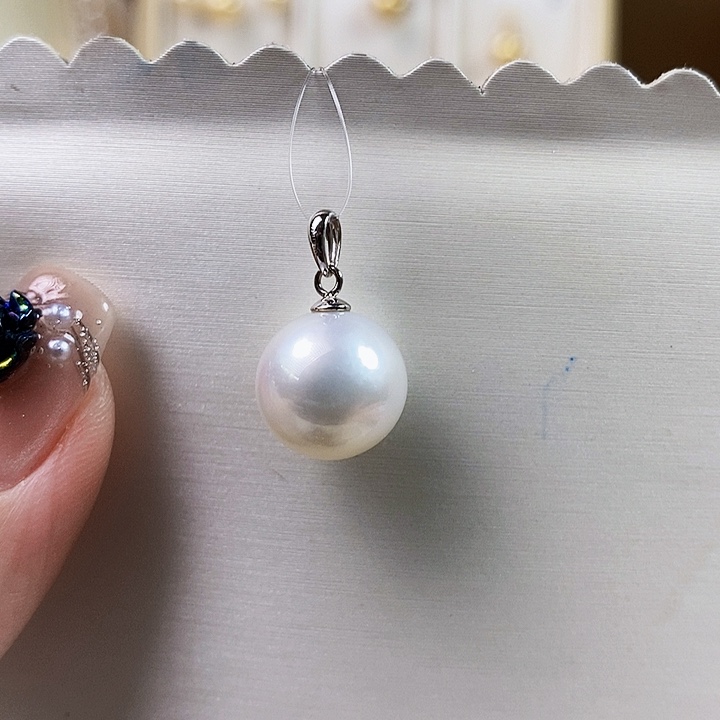 海水珍珠18K金镶嵌吊坠(不含链)11-12mm