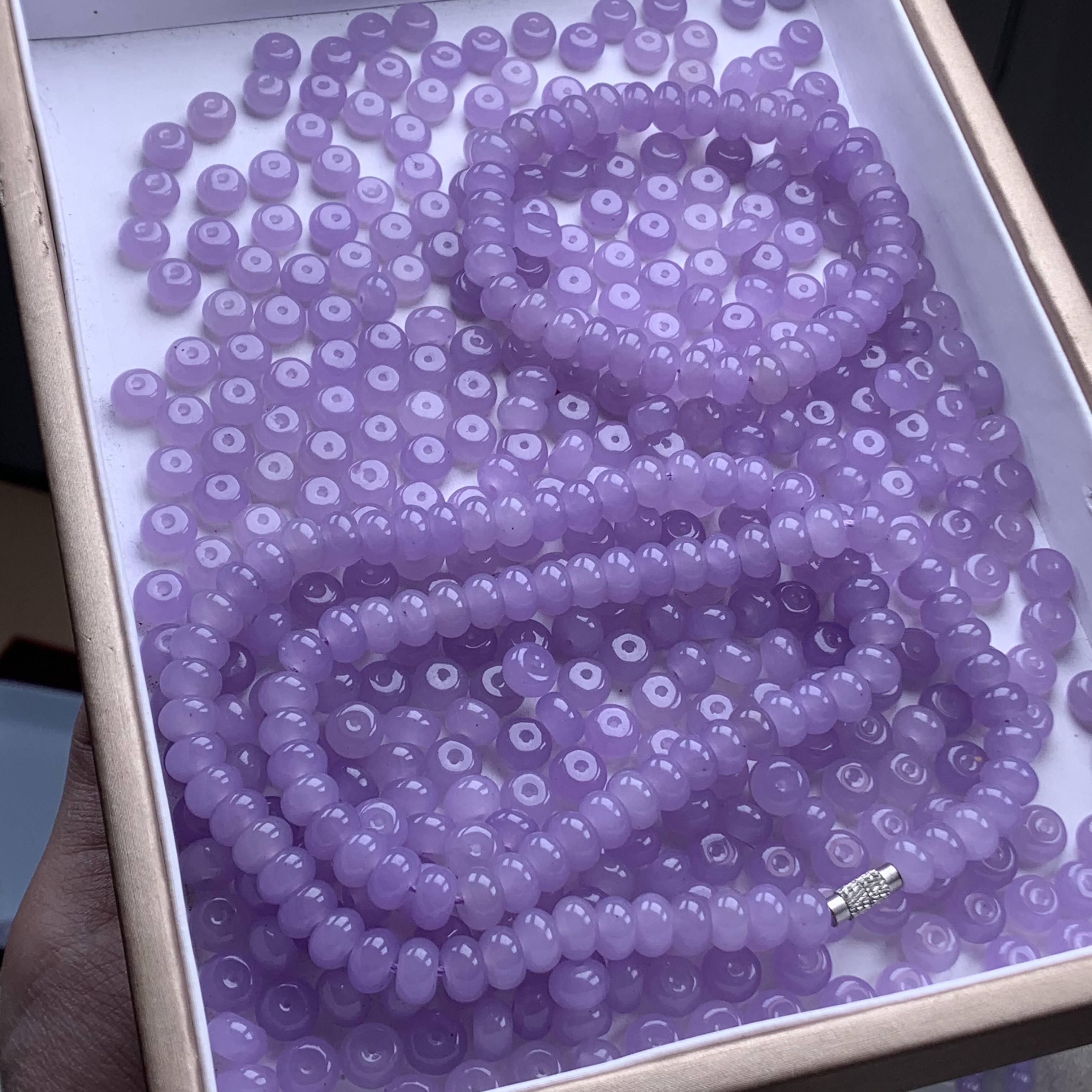 8mm 天然缅甸A货翡翠 冰紫算盘珠 多样性发货其一