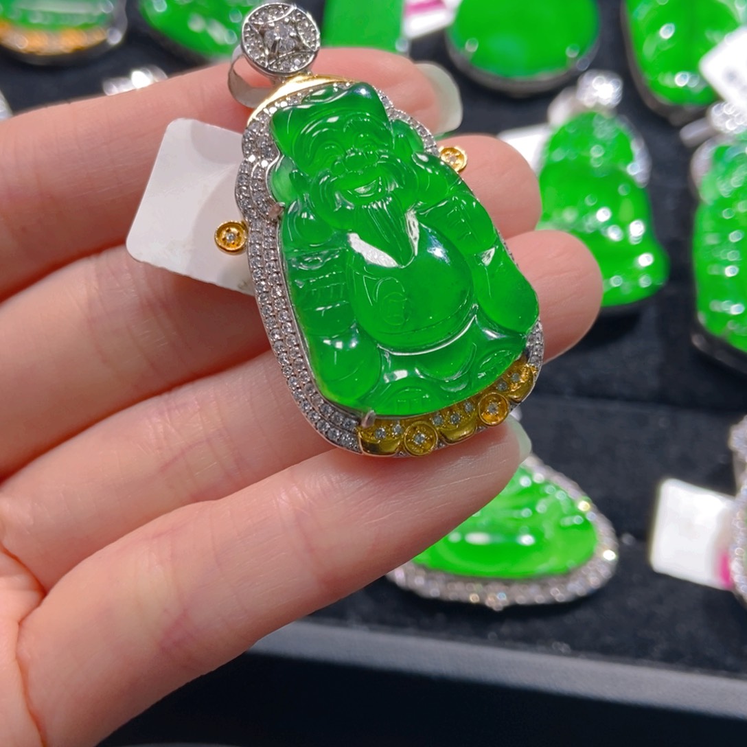 翡翠吊坠(不含链)银S925镶嵌