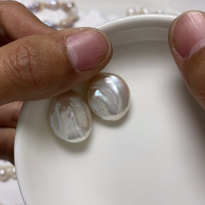 淡水珍珠耳饰银S925镶嵌J****?