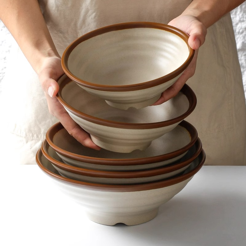 密胺餐具面碗商用大号创意复古米线汤碗重庆小面大碗面馆碗土陶