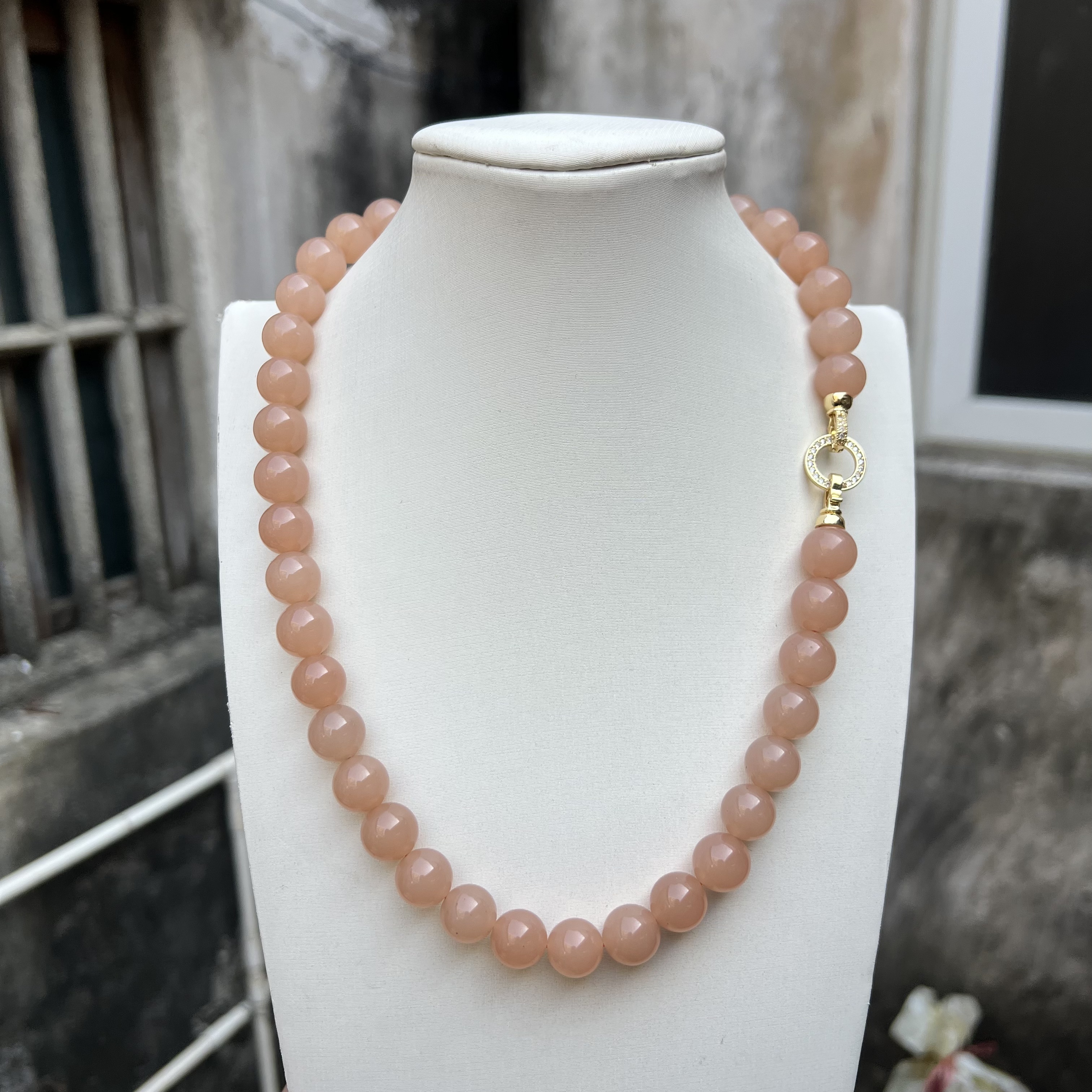 A757藕粉妈妈链卡12mm手串项链