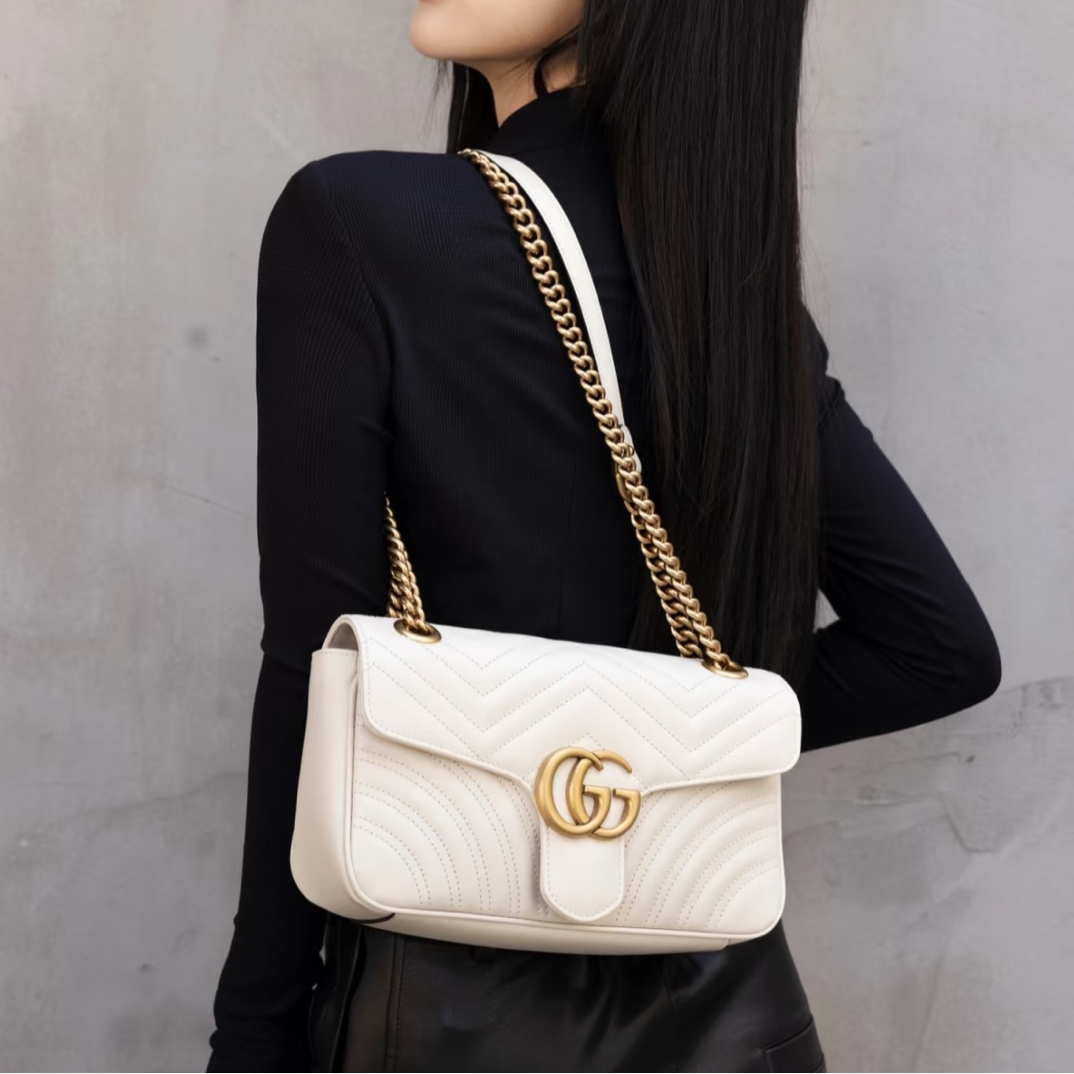 95新 GUCCI/古驰 Gucci白色马蒙22斜挎包 25110142-06