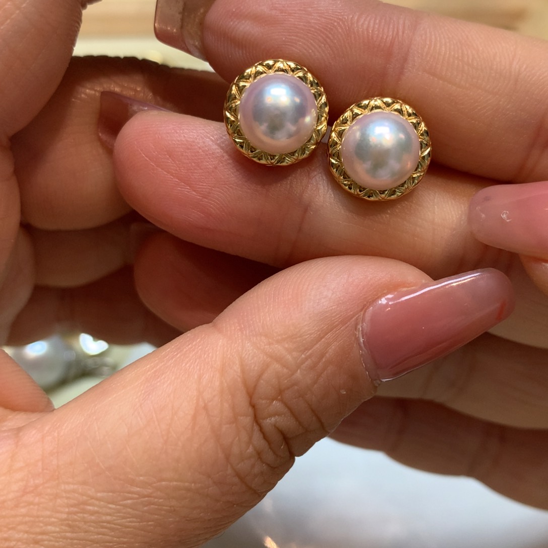 海水珍珠耳饰银S925镶嵌