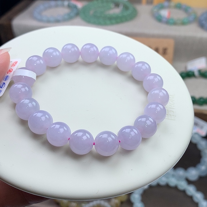 翡翠未镶嵌手链胶润紫，无瑕，炸