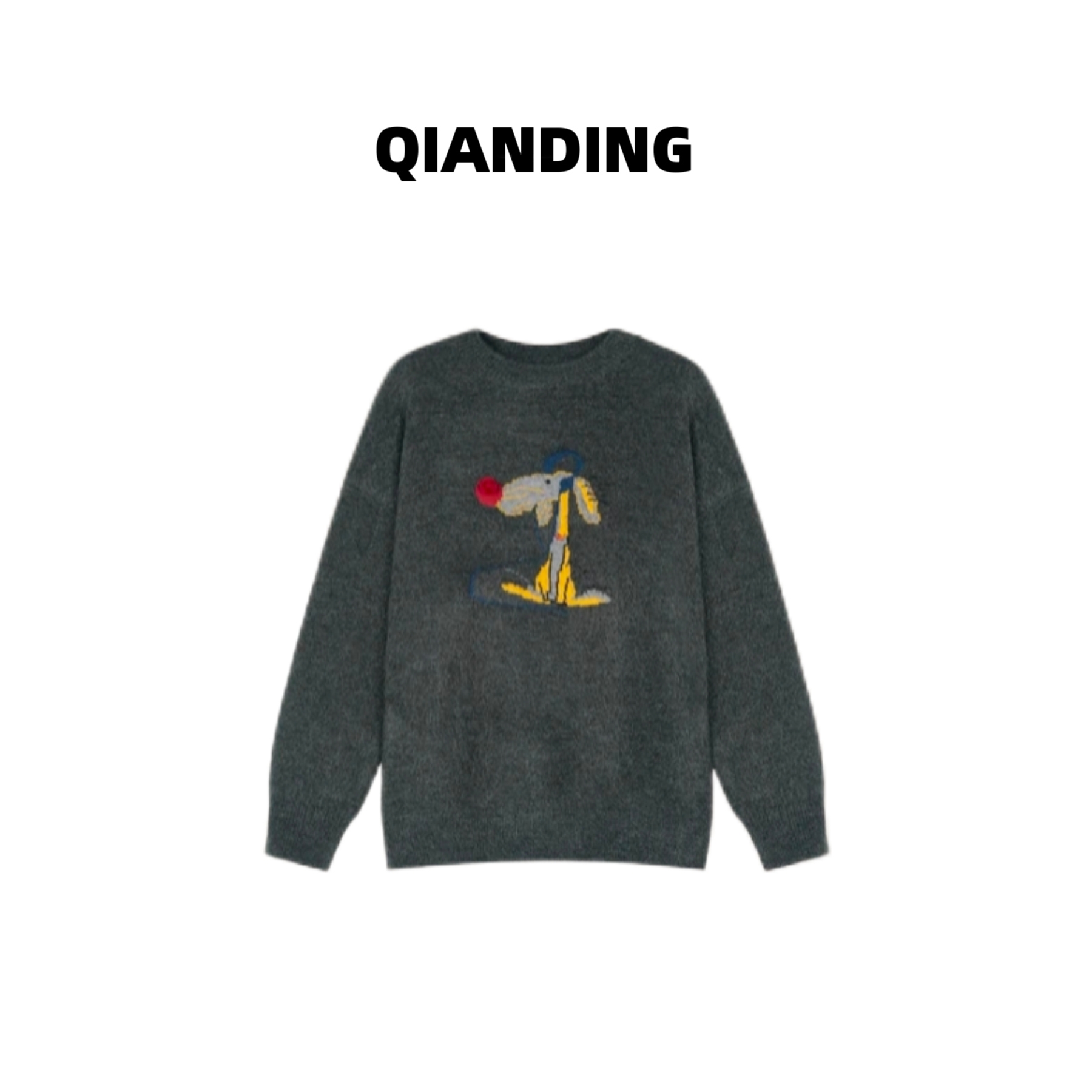 【QIANDING】【红鼻子小狗】保暖亲肤卡通风时尚百搭毛衣F415