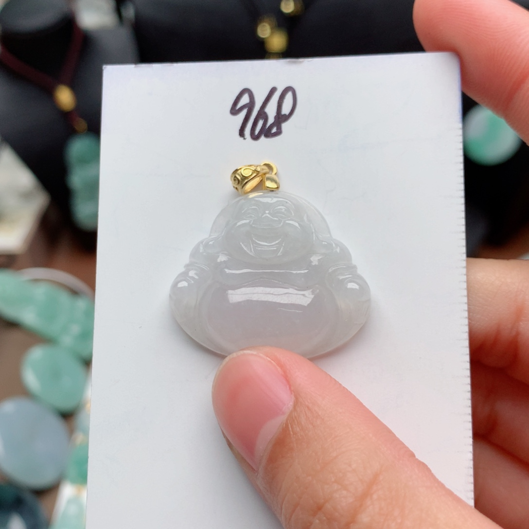 翡翠颈饰银S925镀金镶嵌吊坠