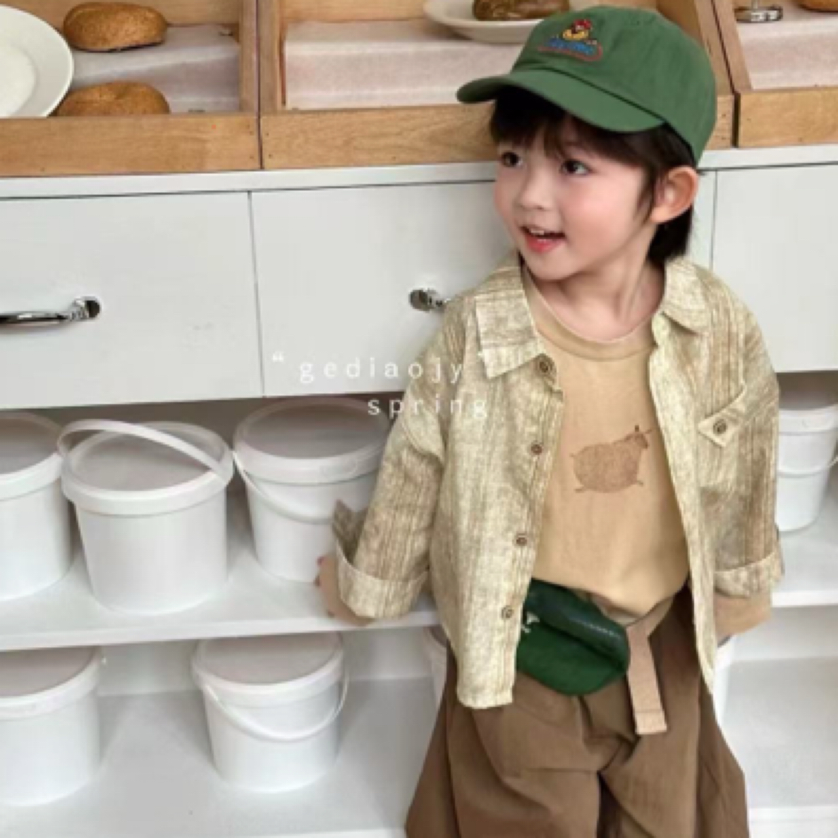 【编号S451】G85061-14-儿童印小羊T恤卡其色-GDJY