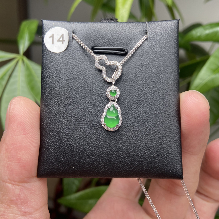 S925银镶嵌翡翠锁骨链14