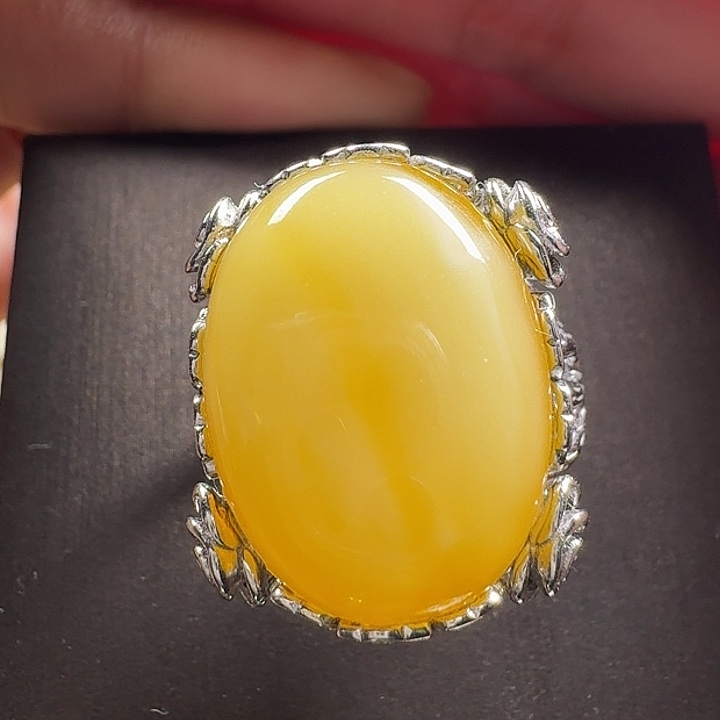 蜜蜡银S925镶嵌戒指戒指