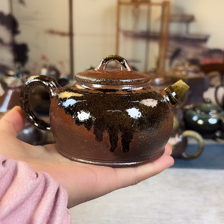 壶柴烧紫砂壶天青竹节