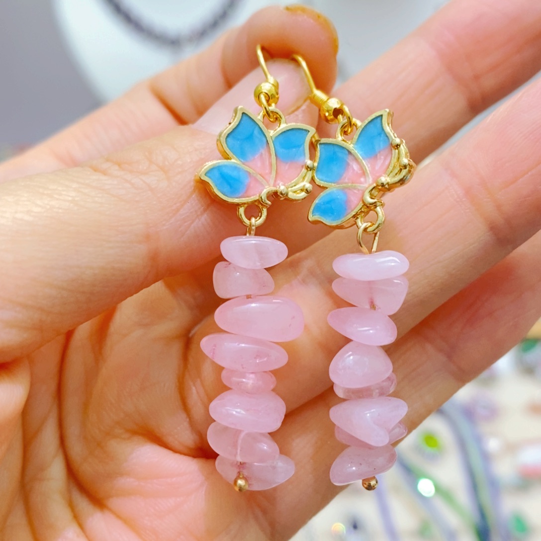 芙蓉石耳饰银S925镶嵌