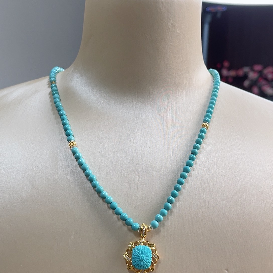 绿松石珠宝奇石18K金镶嵌