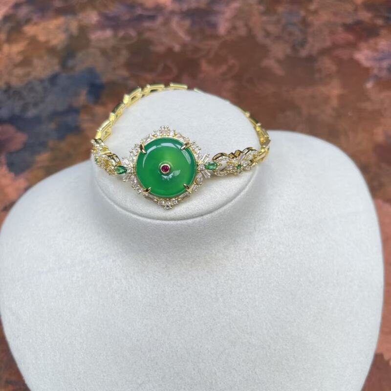 W2-天然 高端 大气 时尚 手链 绿玉髓