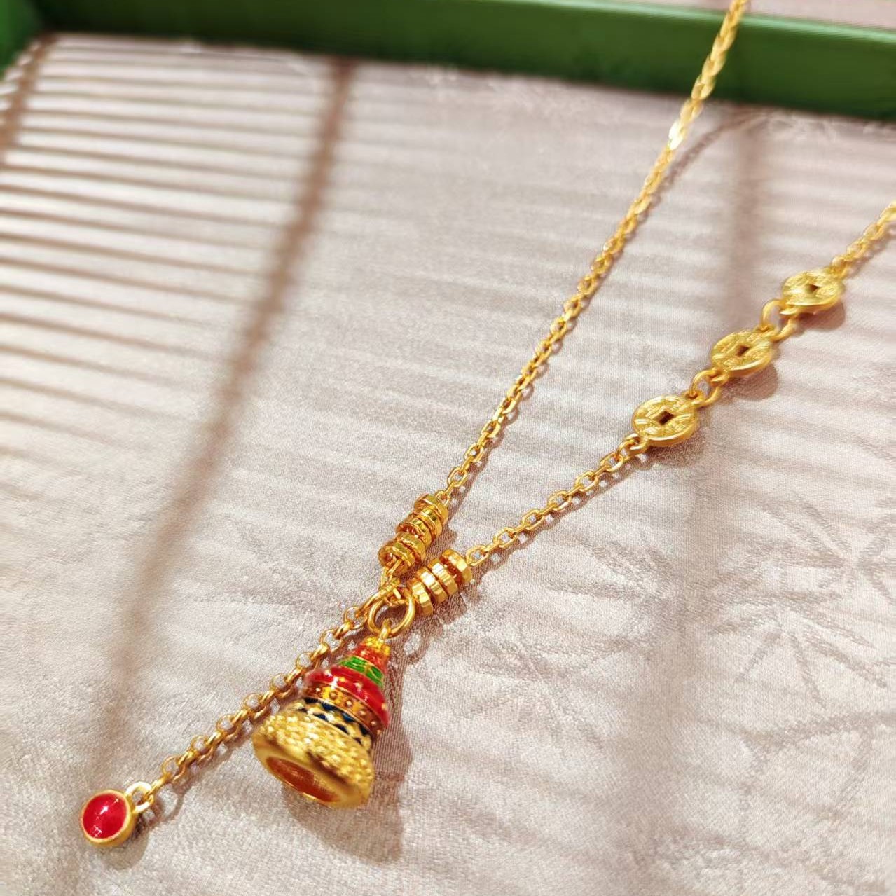 足金999珐琅许愿塔套链女士精致套链民族风套链