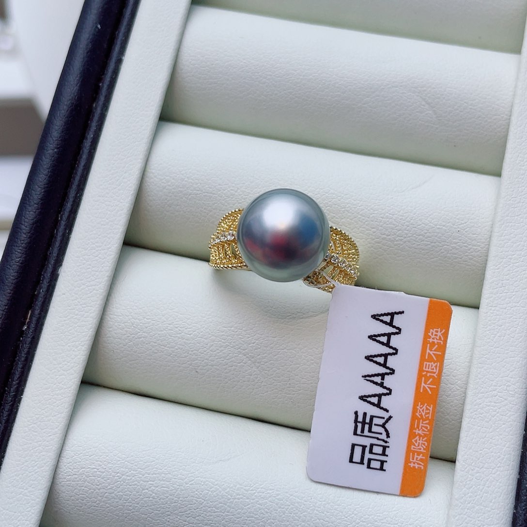 银S925镶嵌海水珍珠戒指w103