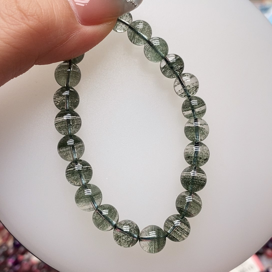 未镶嵌手链水晶绿幽灵千层7+