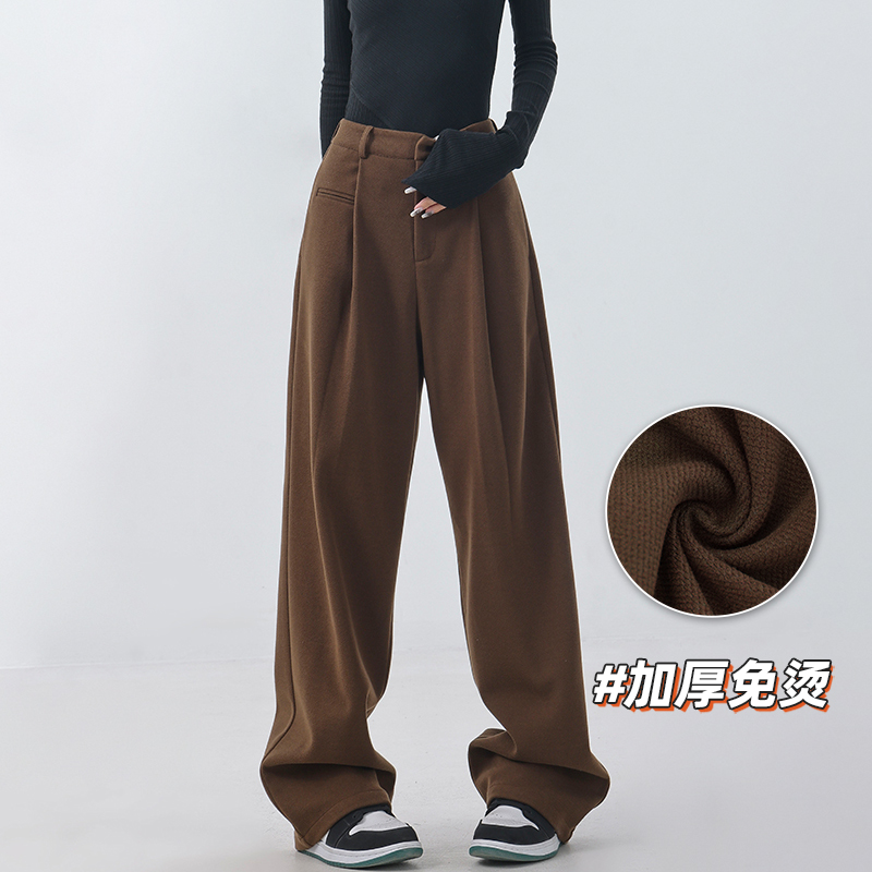 KEN STUDIO秋冬毛呢加厚美拉德直筒西装裤休闲裤女阔腿裤西裤裤子