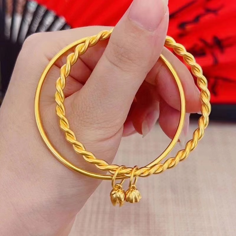 足银手镯 足银手镯 足银铸金手镯 麻花两世欢手镯百搭时尚气质