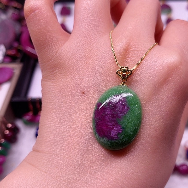 红宝石吊坠银S925镶嵌