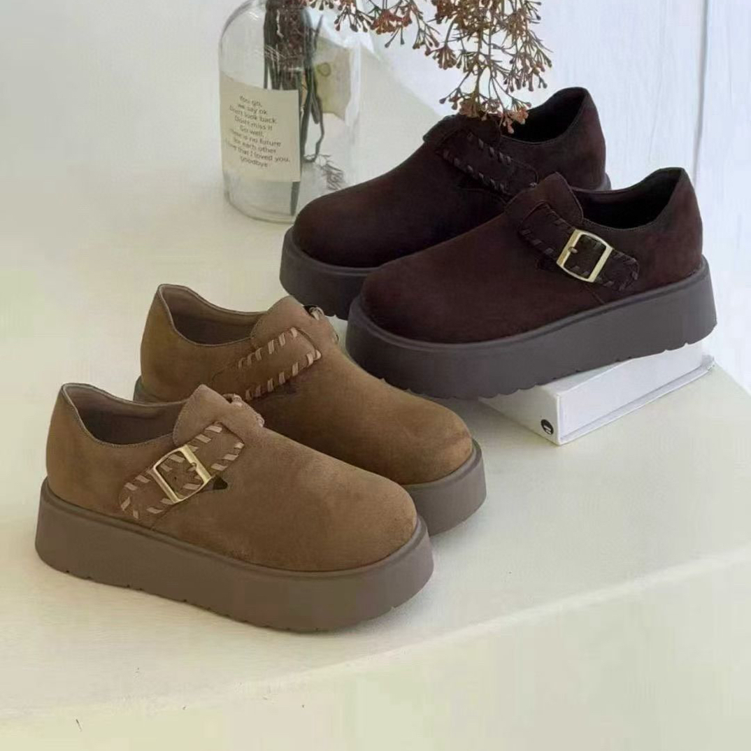 厚底秋季勃肯鞋2025新款复古设计感软底增高休闲百搭一脚蹬单鞋女