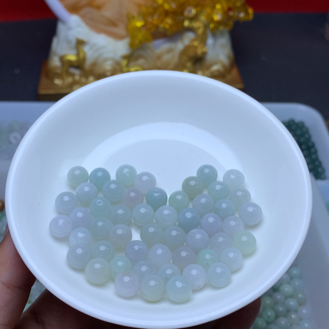 【闪购商品】翡翠手链未镶嵌卡7.8冰绿白25个