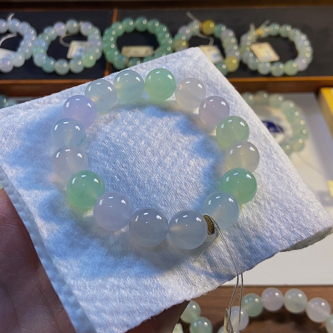 定制翡翠未镶嵌翡翠手串卡12+