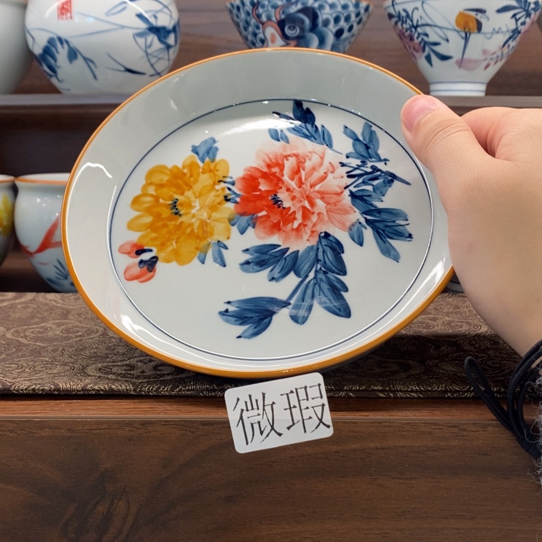 釉下彩老陶泥手工绘制