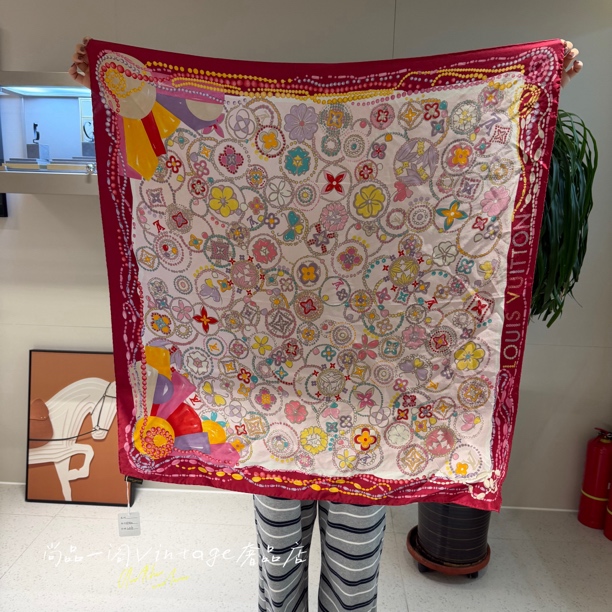 95新 LouisVuitton/路易威登 尚品一阁/拼色丝巾