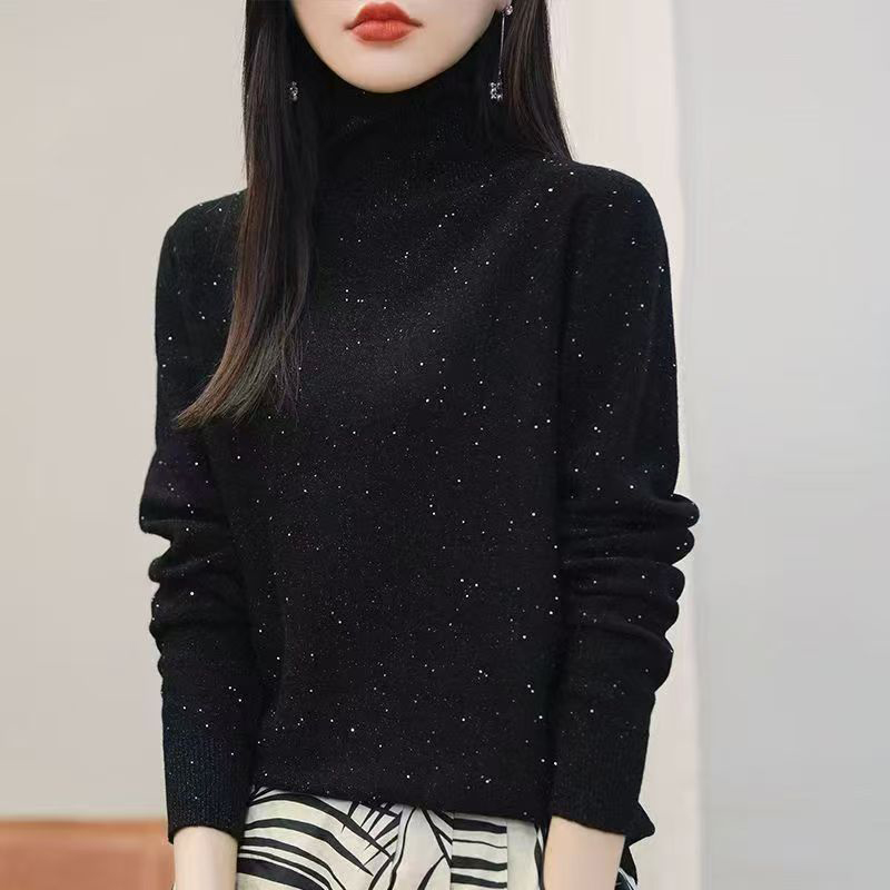 LMY 高领细闪一体绒毛衣