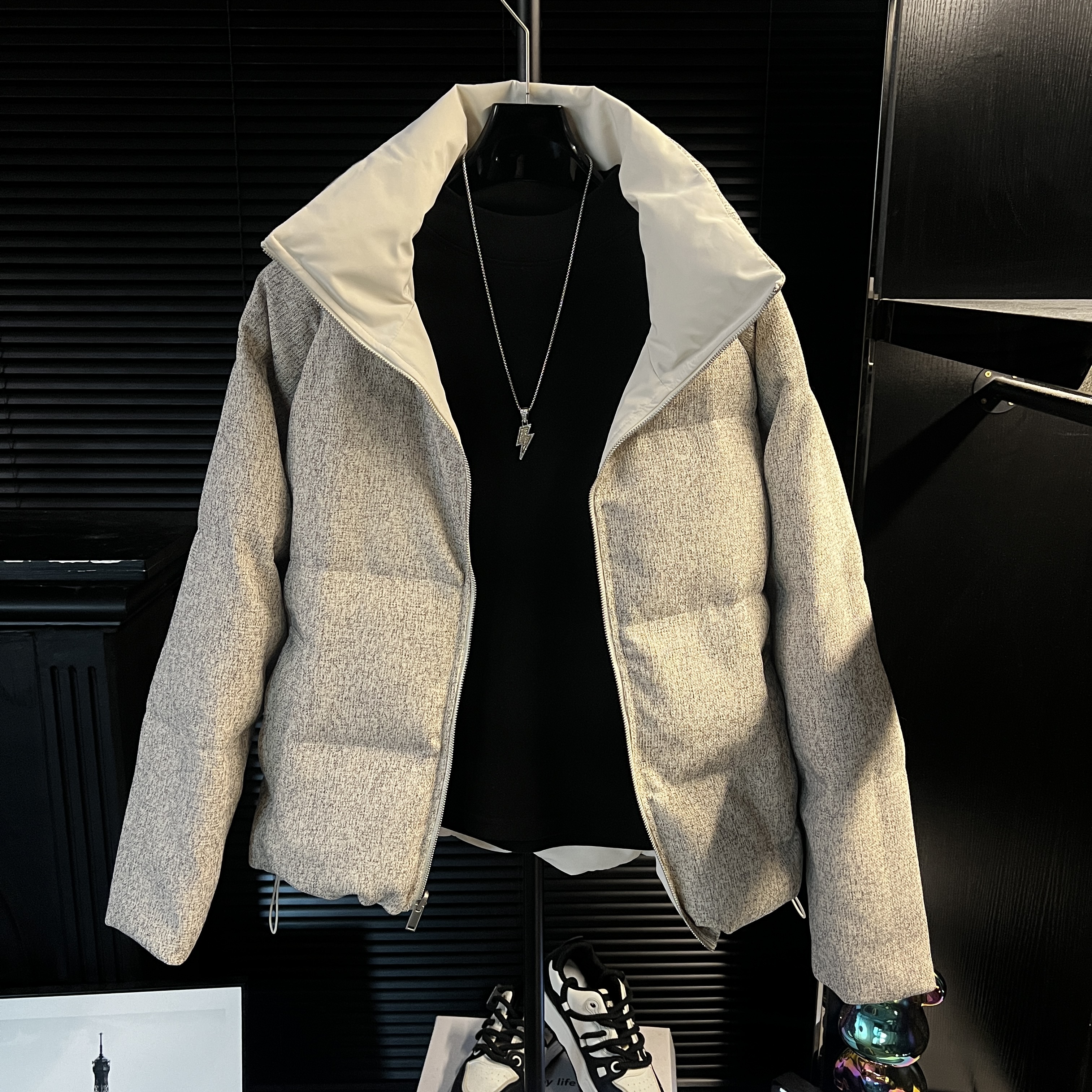 MZ-轻奢男士保暖棉服简约外套时尚大气