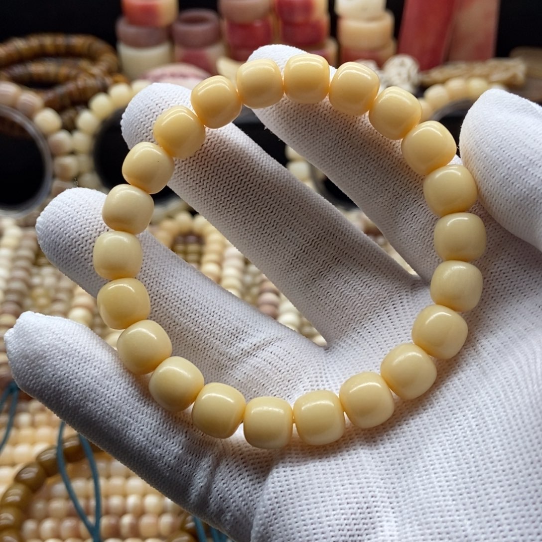 驼骨手串/手链10毫米奶油黄老型