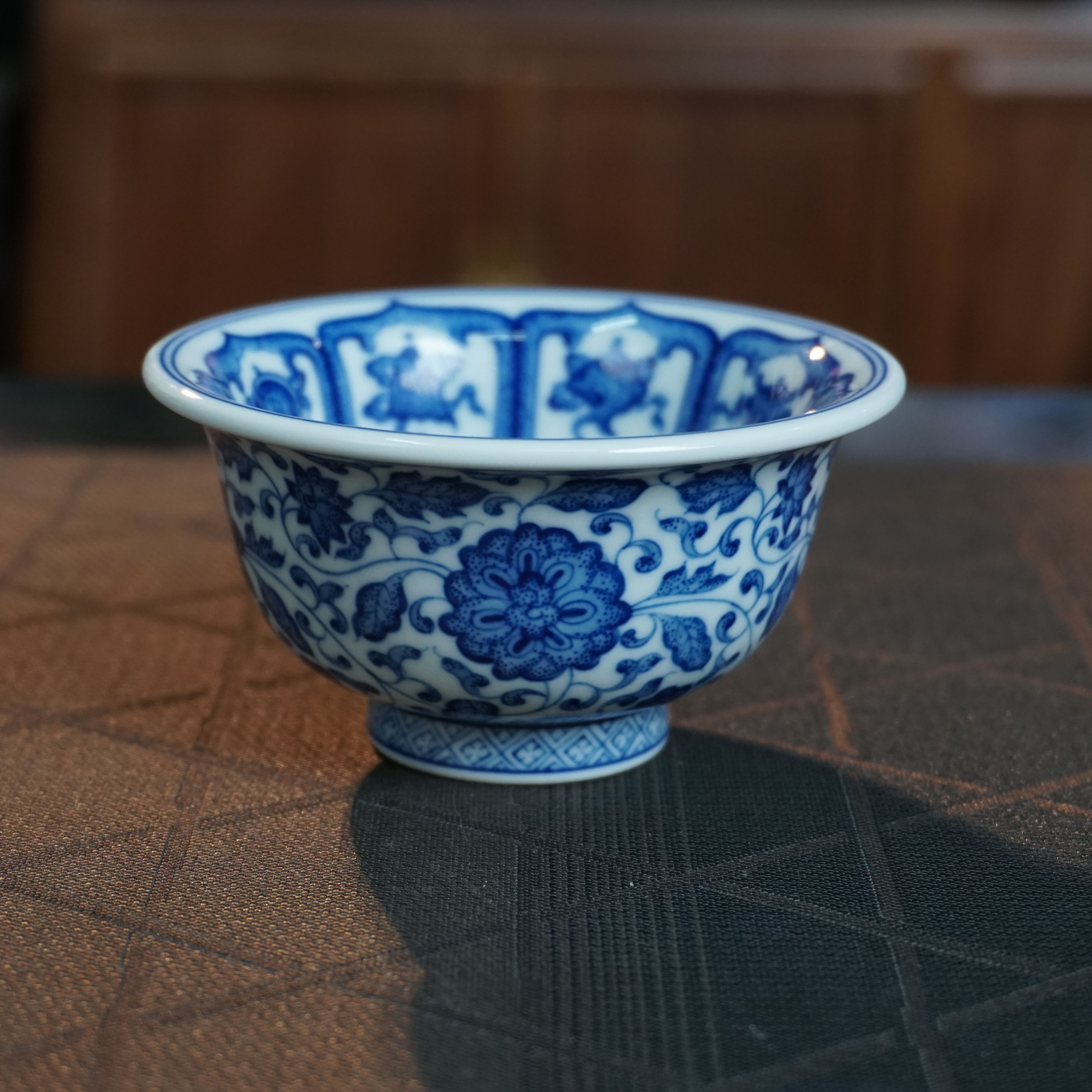 名家柴窑+手绘缠枝莲八宝压手杯主人杯-83906