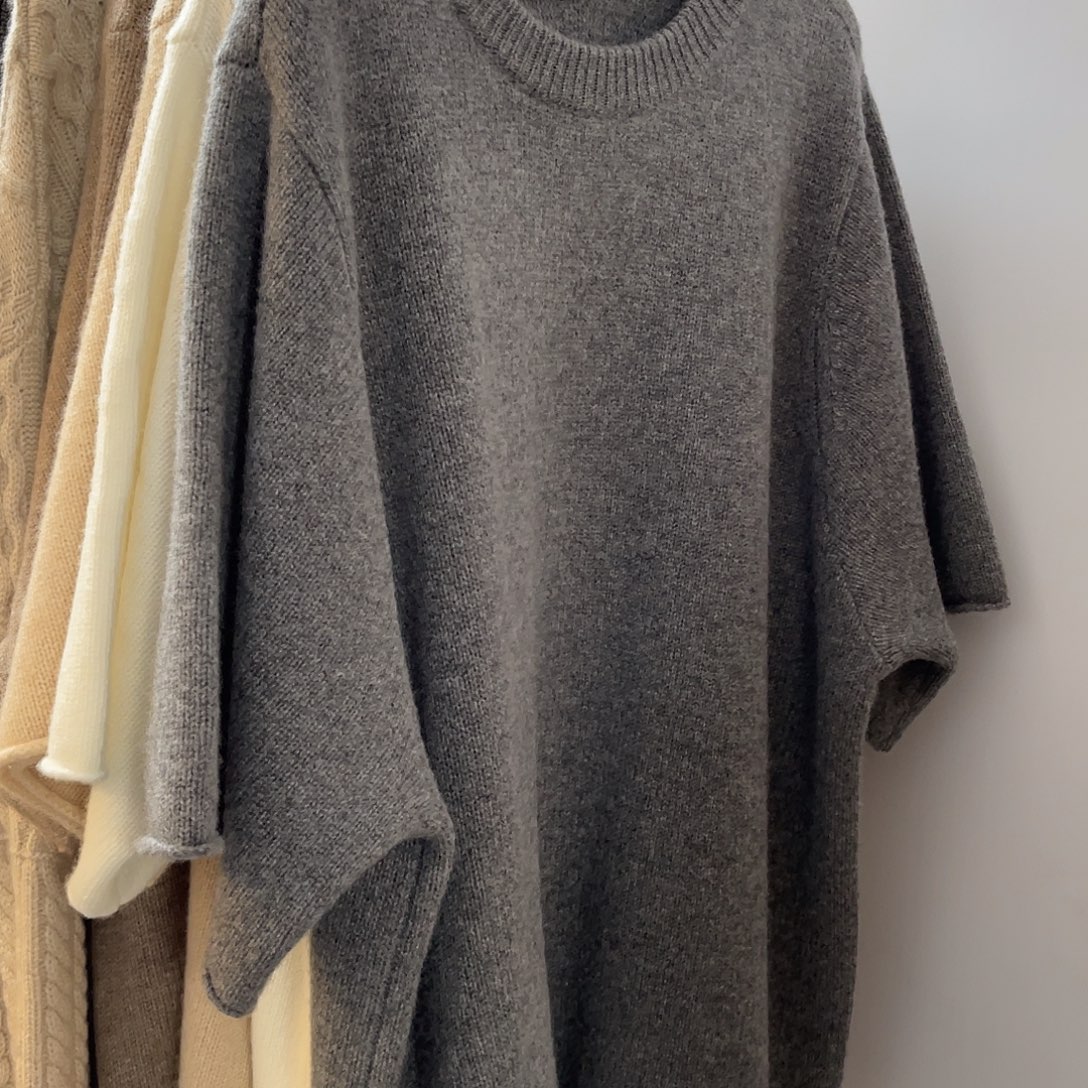 五分袖 圆领 羊绒衫