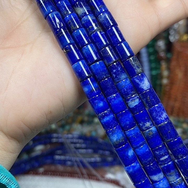 玛瑙/玉髓未镶嵌珠宝半成品天然青金卡6*7mm一条