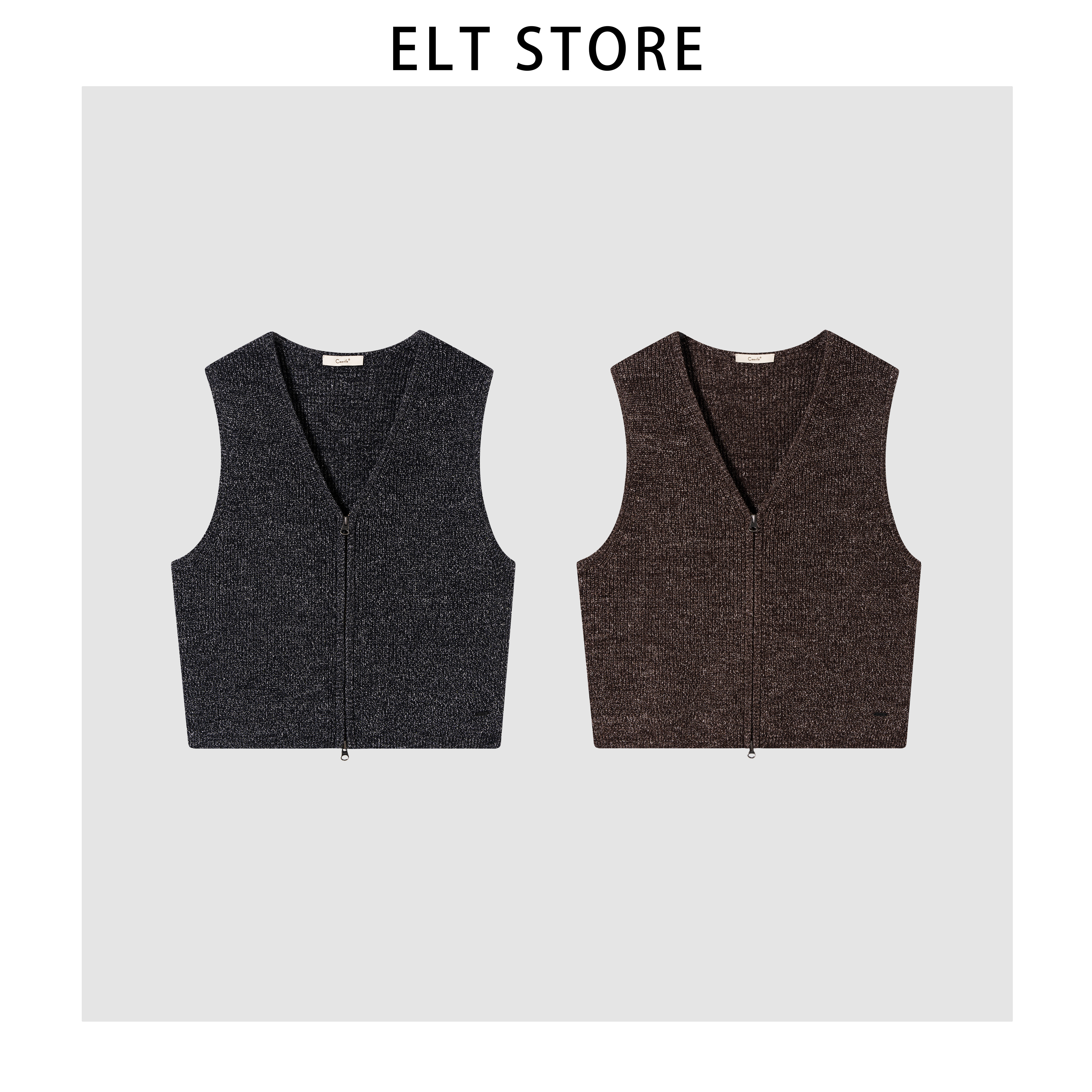 羊毛亚麻V领开背心7227