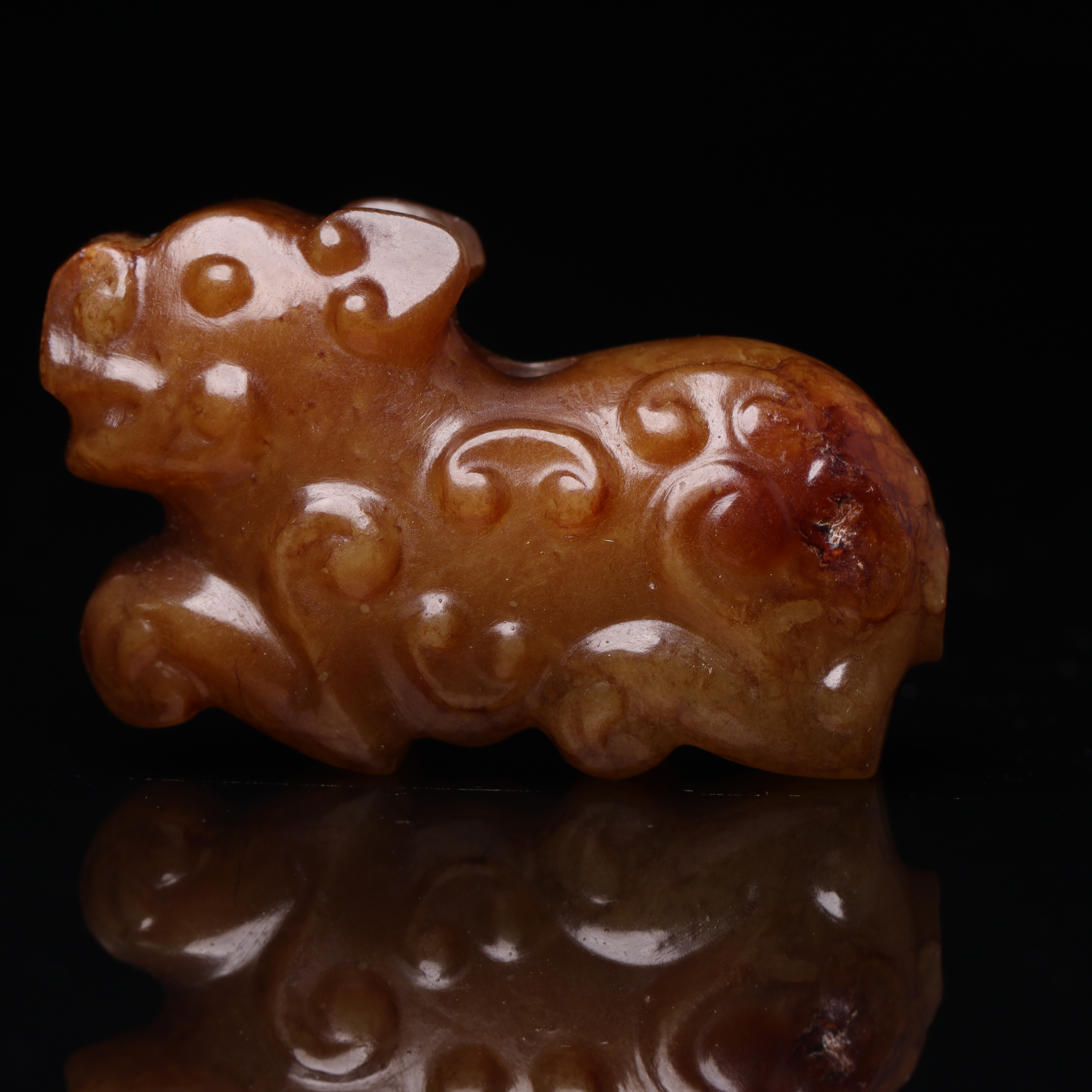 明代和田玉玉鹿花件-NX