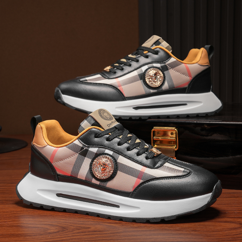 k088德克瓦萨奇皮革拼接印花皮低帮时尚休闲鞋复古休闲鞋