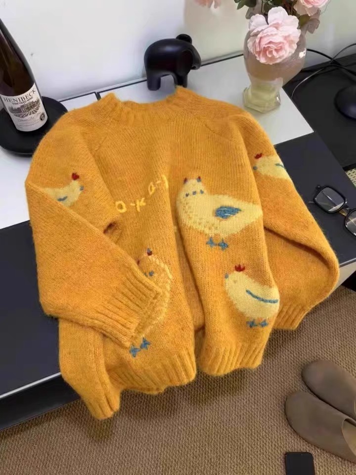 （下单备注编码）针织加厚毛衣女加厚黄色慵懒毛衣毛针织衫针织衫