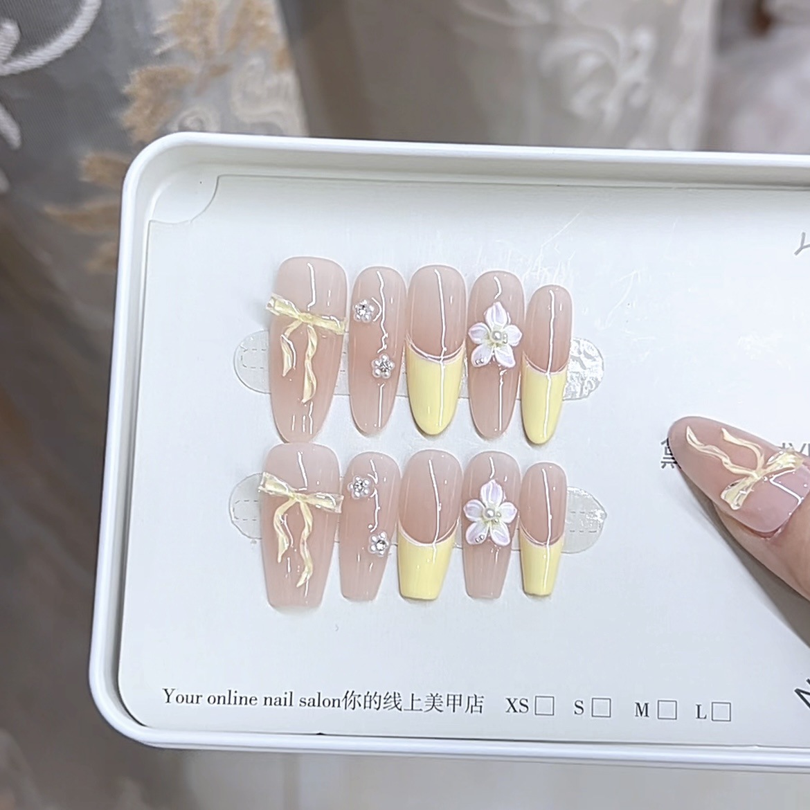 3000 NAIL “芝士奶黄”设计师高定原创纯手工高级感猫眼显白穿戴甲