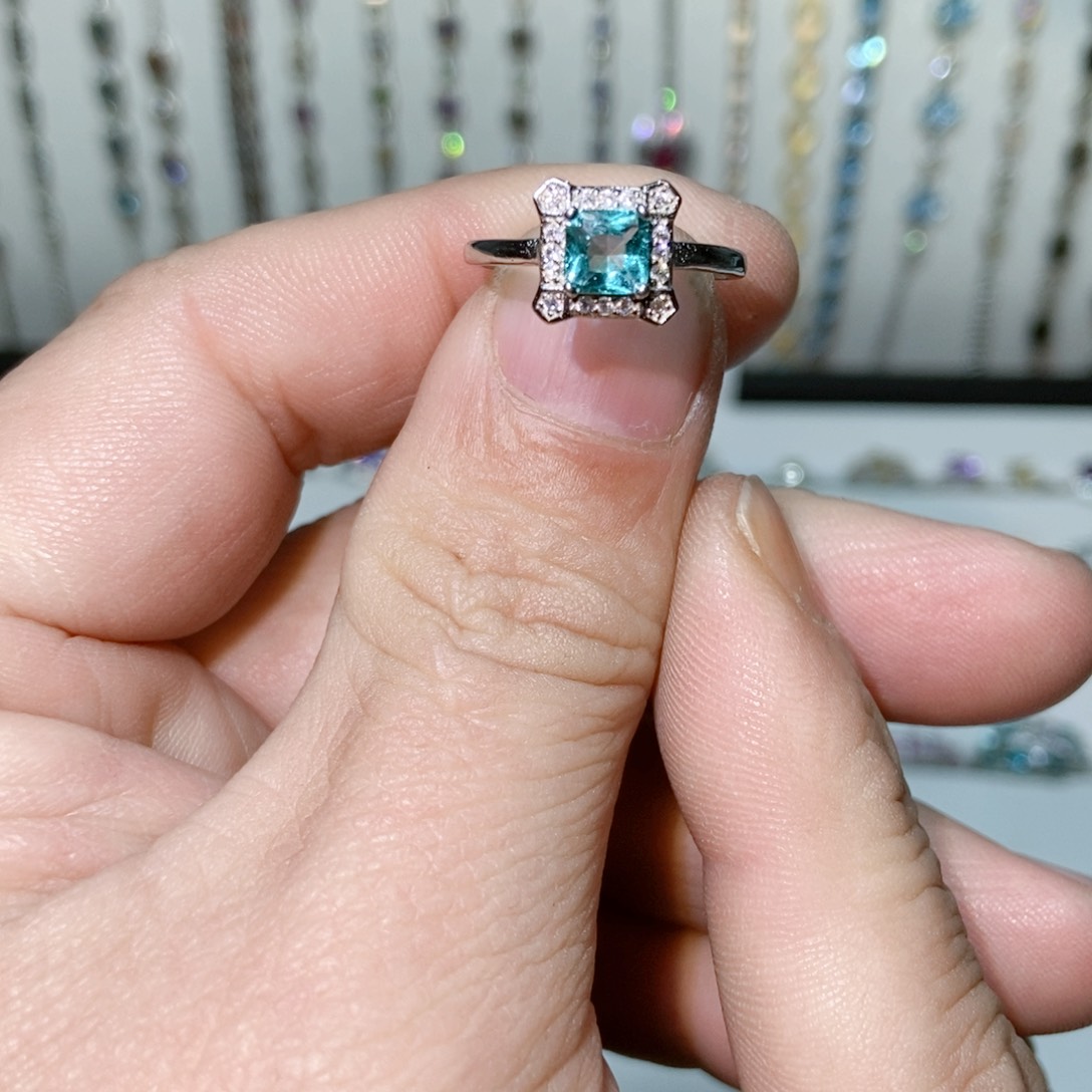 绿水晶戒指银S925镶嵌