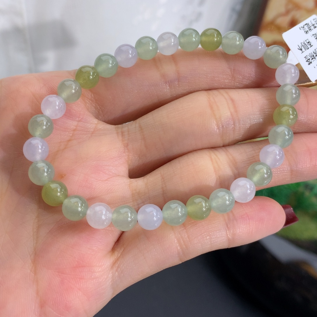 翡翠未镶嵌手串卡6冰胶多宝手串